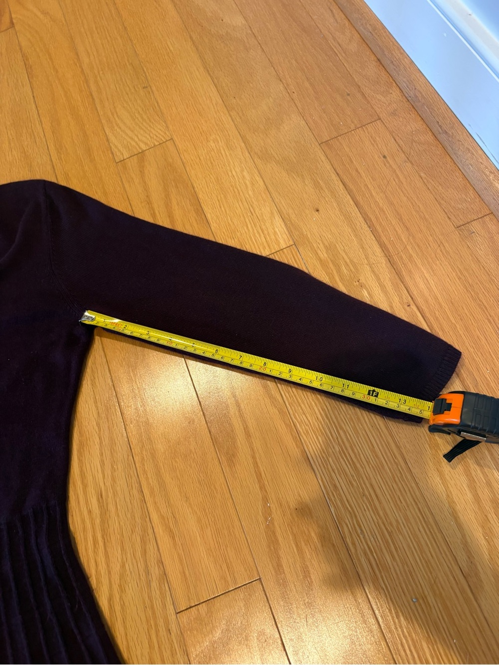 Calvin Klein Dark Purple Long Sleeve Knit Fit-and-Flare Dress - Picture 6 of 8
